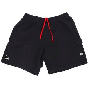 Nike SB N7 Cargo Shorts Mens Size XXL Black Red Fleece Drawstring FN0495-010